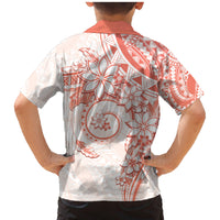 Polynesian Pattern With Plumeria Flowers Family Matching Mermaid Dress and Hawaiian Shirt Orange Peach LT05 - Polynesian Pride