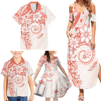 Polynesian Pattern With Plumeria Flowers Family Matching Summer Maxi Dress and Hawaiian Shirt Orange Peach LT05 - Polynesian Pride