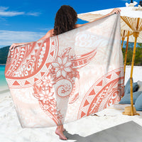Polynesian Pattern With Plumeria Flowers Sarong Orange Peach