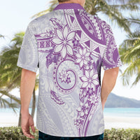 Polynesian Pattern With Plumeria Flowers Hawaiian Shirt Purple