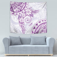 Polynesian Pattern With Plumeria Flowers Tapestry Purple