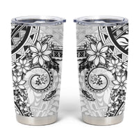 White Polynesian Pattern With Plumeria Flowers Tumbler Cup