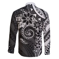 Polynesian Pattern With Plumeria Flowers Family Matching Short Sleeve Bodycon Dress and Hawaiian Shirt Black LT05 - Polynesian Pride