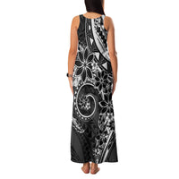 Polynesian Pattern With Plumeria Flowers Family Matching Tank Maxi Dress and Hawaiian Shirt Black LT05 - Polynesian Pride