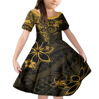 Polynesian Sunset Plumeria Family Matching Mermaid Dress and Hawaiian Shirt Gold Polynesian Tattoo LT05 Daughter's Dress Gold - Polynesian Pride