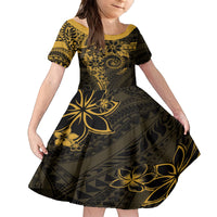 Polynesian Sunset Plumeria Family Matching Tank Maxi Dress and Hawaiian Shirt Gold Polynesian Tattoo LT05 Daughter's Dress Gold - Polynesian Pride