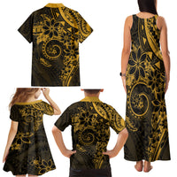 Polynesian Sunset Plumeria Family Matching Tank Maxi Dress and Hawaiian Shirt Gold Polynesian Tattoo LT05 - Polynesian Pride