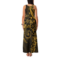 Polynesian Sunset Plumeria Family Matching Tank Maxi Dress and Hawaiian Shirt Gold Polynesian Tattoo LT05 - Polynesian Pride
