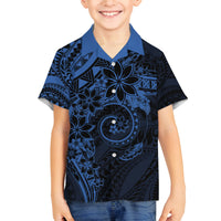 Polynesian Sunset Plumeria Family Matching Puletasi and Hawaiian Shirt Navy Polynesian Tattoo LT05 Son's Shirt Navy - Polynesian Pride