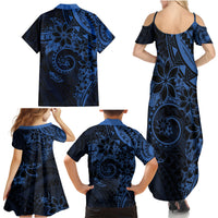 Polynesian Sunset Plumeria Family Matching Summer Maxi Dress and Hawaiian Shirt Navy Polynesian Tattoo LT05 - Polynesian Pride