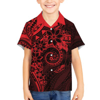 Polynesian Sunset Plumeria Family Matching Long Sleeve Bodycon Dress and Hawaiian Shirt Red Polynesian Tattoo LT05 Son's Shirt Red - Polynesian Pride
