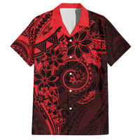 Polynesian Sunset Plumeria Family Matching Off Shoulder Maxi Dress and Hawaiian Shirt Red Polynesian Tattoo LT05 Dad's Shirt - Short Sleeve Red - Polynesian Pride