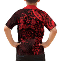 Polynesian Sunset Plumeria Family Matching Off Shoulder Short Dress and Hawaiian Shirt Red Polynesian Tattoo LT05 - Polynesian Pride