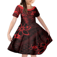 Polynesian Sunset Plumeria Family Matching Summer Maxi Dress and Hawaiian Shirt Red Polynesian Tattoo LT05 Daughter's Dress Red - Polynesian Pride