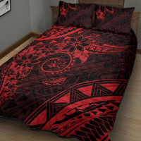 Polynesian Sunset Plumeria Quilt Bed Set Red Polynesian Tattoo