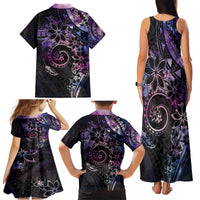 Polynesian Sunset Plumeria Family Matching Tank Maxi Dress and Hawaiian Shirt Galaxy Polynesian Tattoo LT05 - Polynesian Pride