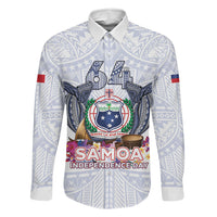Samoa Independence Day Family Matching Tank Maxi Dress and Hawaiian Shirt Samoa United For A New Beginning LT05 Dad's Shirt - Long Sleeve White - Polynesian Pride