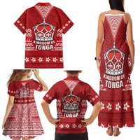 Tonga King Tupou VI Day Family Matching Tank Maxi Dress and Hawaiian Shirt Traditional Tongan Kupesi Pattern LT05 - Polynesian Pride