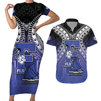Custom Fiji Drua Couples Matching Short Sleeve Bodycon Dress and Hawaiian Shirt Fijian Tapa Pattern