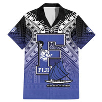 Custom Fiji Drua Family Matching Mermaid Dress and Hawaiian Shirt Fijian Tapa Pattern LT05 Dad's Shirt - Short Sleeve Blue - Polynesian Pride