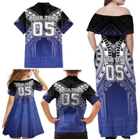 Custom Fiji Drua Family Matching Off Shoulder Maxi Dress and Hawaiian Shirt Fijian Tapa Pattern LT05 - Polynesian Pride