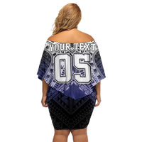 Custom Fiji Drua Off Shoulder Short Dress Fijian Tapa Pattern