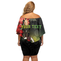 Aboriginal Dot Art Vanuatu Personalised Family Matching Off Shoulder Short Dress and Hawaiian Shirt Tropical Flowers LT05 - Polynesian Pride