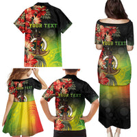 Aboriginal Dot Art Vanuatu Personalised Family Matching Puletasi and Hawaiian Shirt Tropical Flowers LT05 - Polynesian Pride