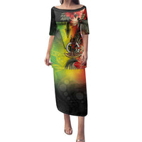Aboriginal Dot Art Vanuatu Personalised Family Matching Puletasi and Hawaiian Shirt Tropical Flowers LT05 Mom's Dress Reggae - Polynesian Pride
