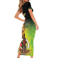 Aboriginal Dot Art Vanuatu Personalised Family Matching Short Sleeve Bodycon Dress and Hawaiian Shirt Tropical Flowers LT05 - Polynesian Pride