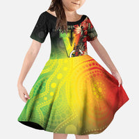 Aboriginal Dot Art Vanuatu Personalised Family Matching Tank Maxi Dress and Hawaiian Shirt Tropical Flowers LT05 Daughter's Dress Reggae - Polynesian Pride