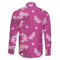 Hawaii Monstera Deliciosa Family Matching Long Sleeve Bodycon Dress and Hawaiian Shirt Pink Plumeria Polynesian Pattern LT05 - Polynesian Pride