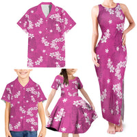 Hawaii Monstera Deliciosa Family Matching Tank Maxi Dress and Hawaiian Shirt Pink Plumeria Polynesian Pattern LT05 - Polynesian Pride