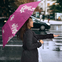 Hawaii Monstera Deliciosa Umbrella Pink Plumeria Polynesian Pattern - Polynesian Pride