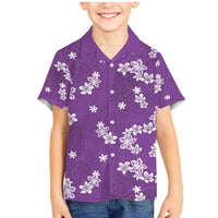 Hawaii Monstera Deliciosa Family Matching Mermaid Dress and Hawaiian Shirt Purple Plumeria Polynesian Pattern LT05 Son's Shirt Purple - Polynesian Pride