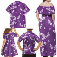 Hawaii Monstera Deliciosa Family Matching Off Shoulder Maxi Dress and Hawaiian Shirt Purple Plumeria Polynesian Pattern LT05 - Polynesian Pride
