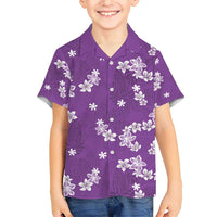 Hawaii Monstera Deliciosa Family Matching Short Sleeve Bodycon Dress and Hawaiian Shirt Purple Plumeria Polynesian Pattern LT05 Son's Shirt Purple - Polynesian Pride