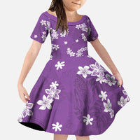 Hawaii Monstera Deliciosa Family Matching Tank Maxi Dress and Hawaiian Shirt Purple Plumeria Polynesian Pattern LT05 Daughter's Dress Purple - Polynesian Pride