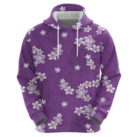Hawaii Monstera Deliciosa Hoodie Purple Plumeria Polynesian Pattern - Polynesian Pride