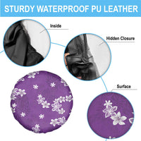 Hawaii Monstera Deliciosa Spare Tire Cover Purple Plumeria Polynesian Pattern - Polynesian Pride