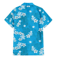 Hawaii Monstera Deliciosa Family Matching Mermaid Dress and Hawaiian Shirt Blue Plumeria Polynesian Pattern LT05 - Polynesian Pride