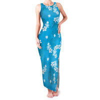 Hawaii Monstera Deliciosa Family Matching Tank Maxi Dress and Hawaiian Shirt Blue Plumeria Polynesian Pattern LT05 Mom's Dress Blue - Polynesian Pride