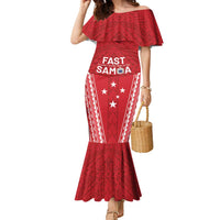 Samoa FAST Family Matching Mermaid Dress and Hawaiian Shirt Forever Proud Samoan Tribal Pattern LT05 Mom's Dress Red - Polynesian Pride