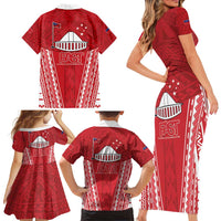 Samoa FAST Family Matching Short Sleeve Bodycon Dress and Hawaiian Shirt Forever Proud Samoan Tribal Pattern LT05 - Polynesian Pride