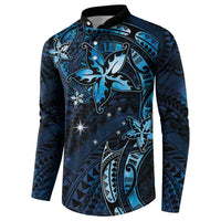 Hawaii Makahiki Season Button Sweatshirt Floral Tribal Tattoo Blue Galaxy