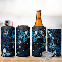 Hawaii Makahiki Season 4 in 1 Can Cooler Tumbler Floral Tribal Tattoo Blue Galaxy LT05 - Polynesian Pride