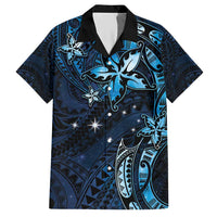 Hawaii Makahiki Season Hawaiian Shirt Floral Tribal Tattoo Blue Galaxy LT05 Blue - Polynesian Pride
