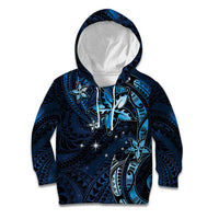 Hawaii Makahiki Season Kid Hoodie Floral Tribal Tattoo Blue Galaxy LT05 Hoodie Blue - Polynesian Pride