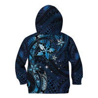 Hawaii Makahiki Season Kid Hoodie Floral Tribal Tattoo Blue Galaxy LT05 - Polynesian Pride