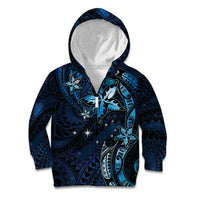 Hawaii Makahiki Season Kid Hoodie Floral Tribal Tattoo Blue Galaxy LT05 Zip Hoodie Blue - Polynesian Pride